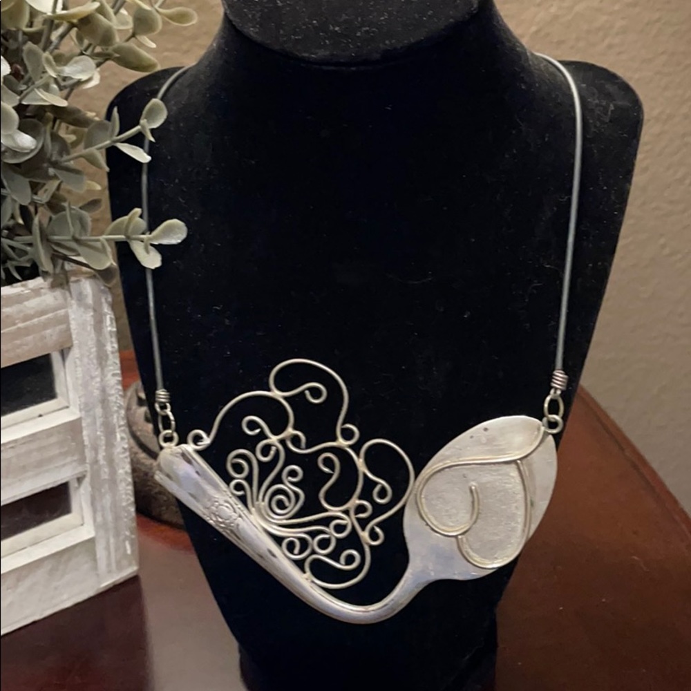 Unique silver spoon necklace